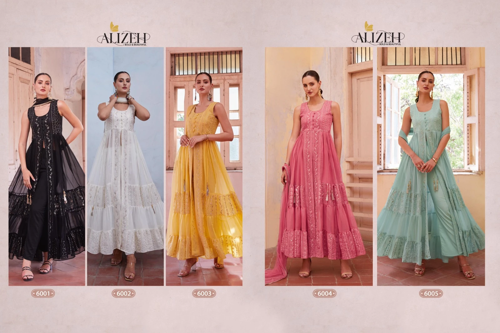 Alizeh Gulbahar Vol 4 Georgette Wholesale Fancy Western Styles Suit Catalog — Wholesale Salwar Suits, Alizeh wholesale from Surat — view 11